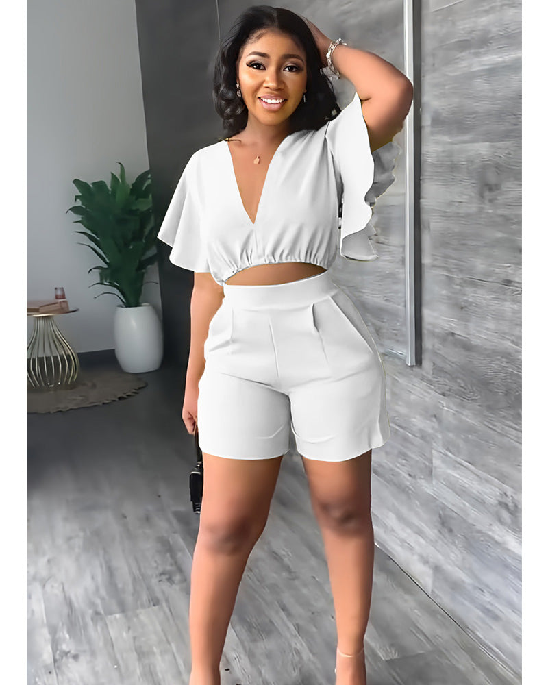 ruffles short set