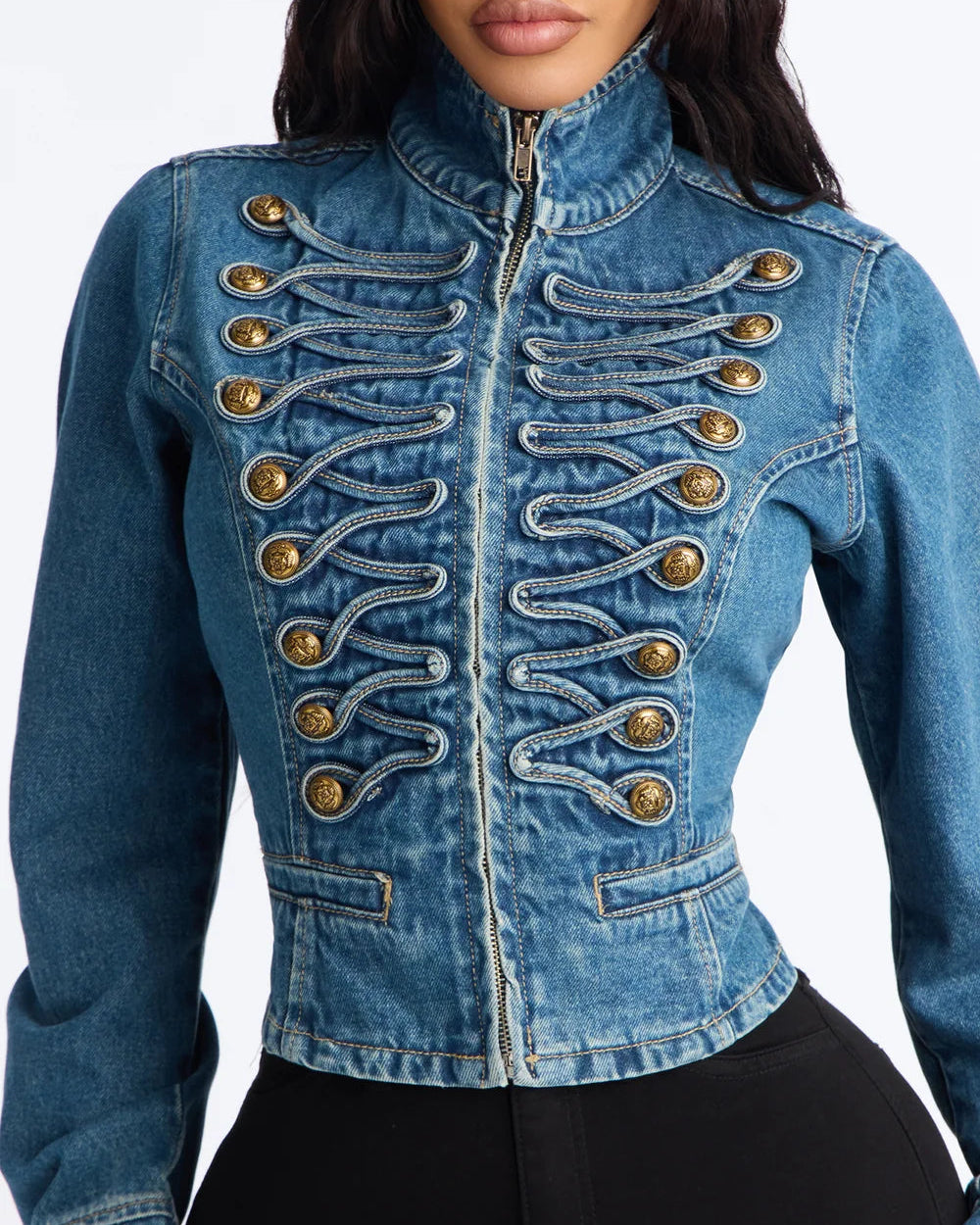 Cuff Sleeves Denim Jacket