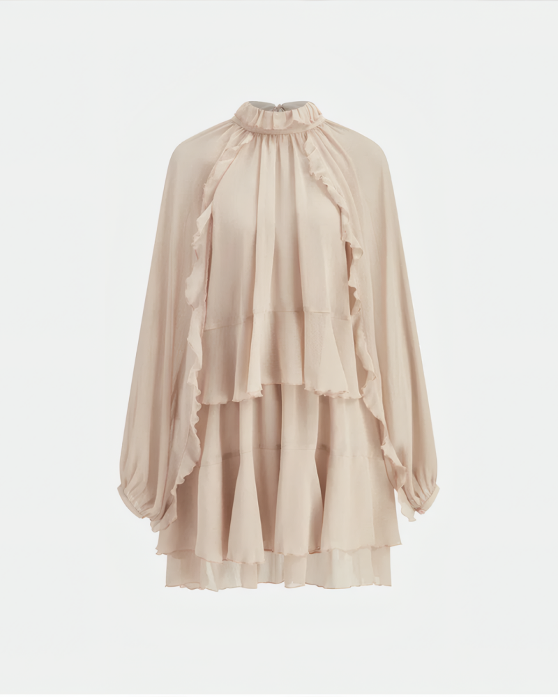 Tiered Ruffle Chiffon Mini Dress Set