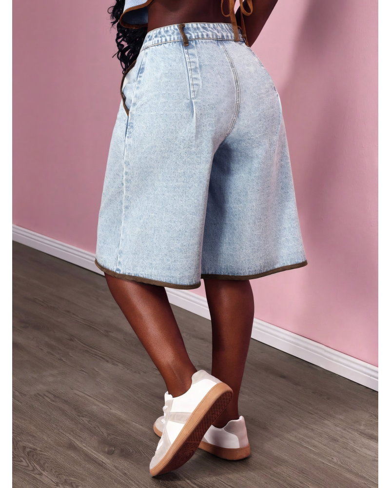 Retro Edge High Waist Denim Jorts