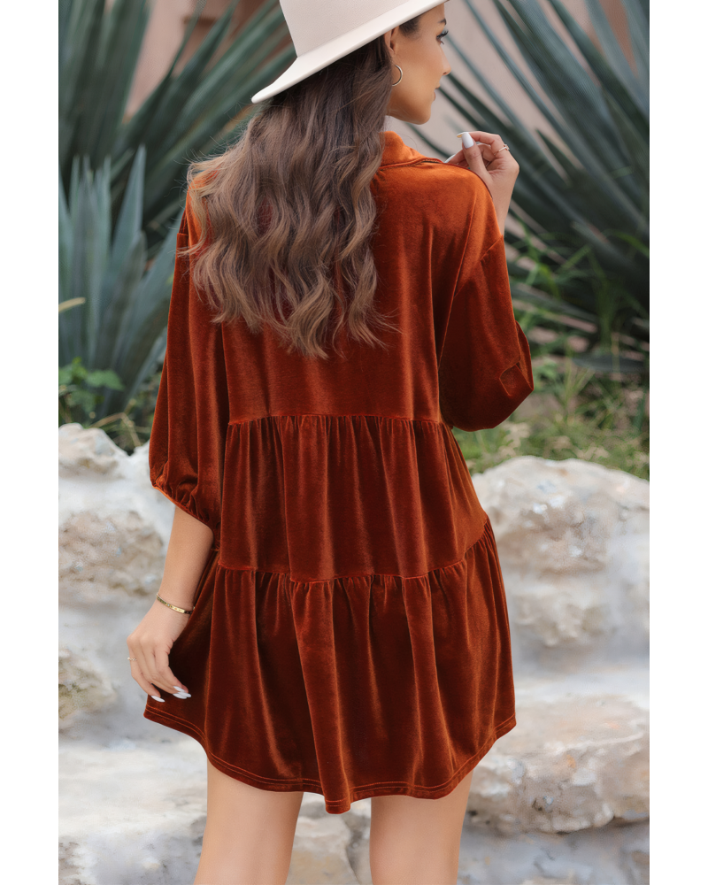 Velour Babydoll Button Up Top