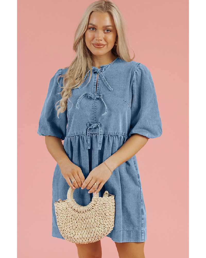 Out West Bow Denim Dress