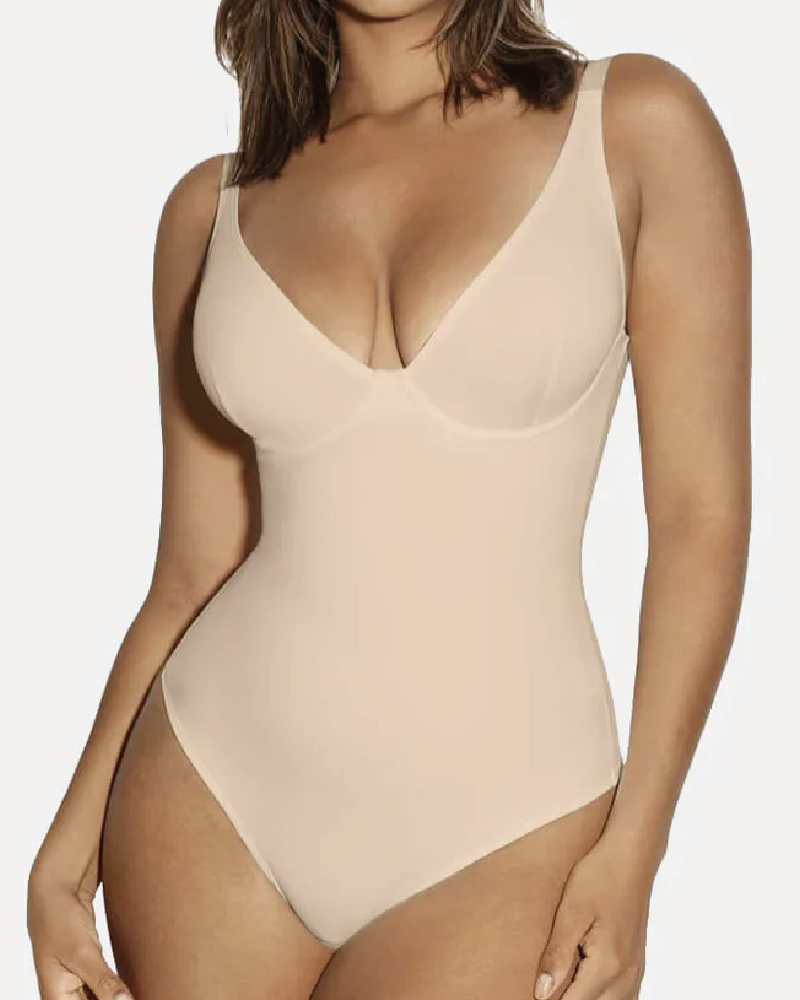 Body Contour V-Neck Thong Bodysuit