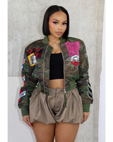 Camo Patchwork Bomber Jacket