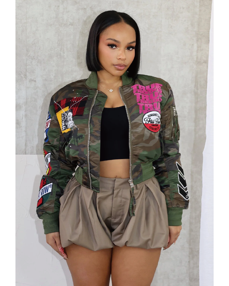 Camo Patchwork Bomber Jacket