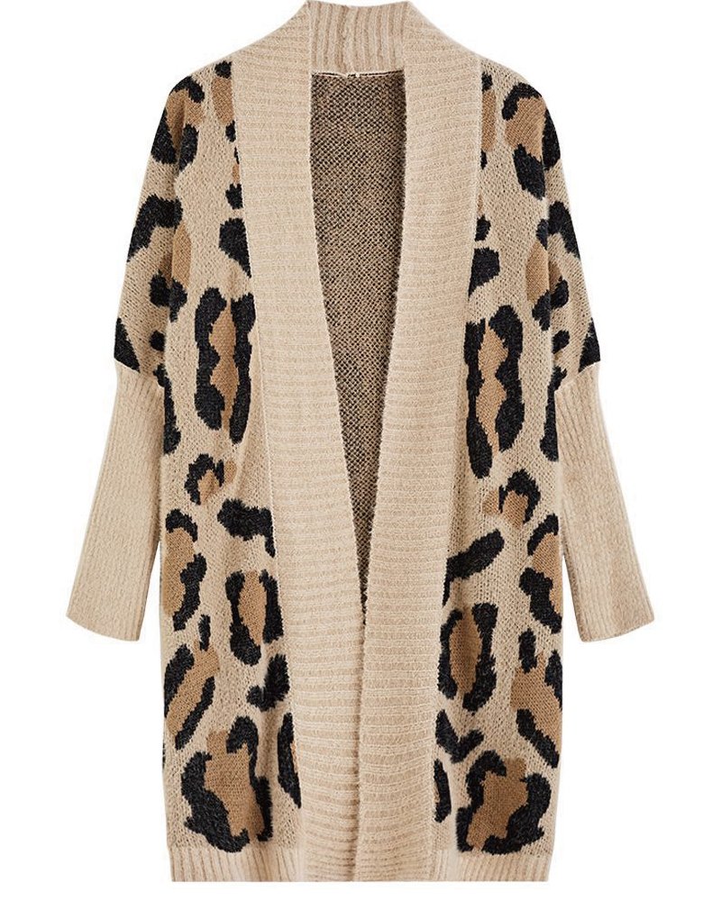 Leopard Pattern Fuzzy Cardigan