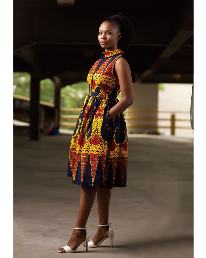 ARIRE AFRICAN PRINT MIDI DRESS