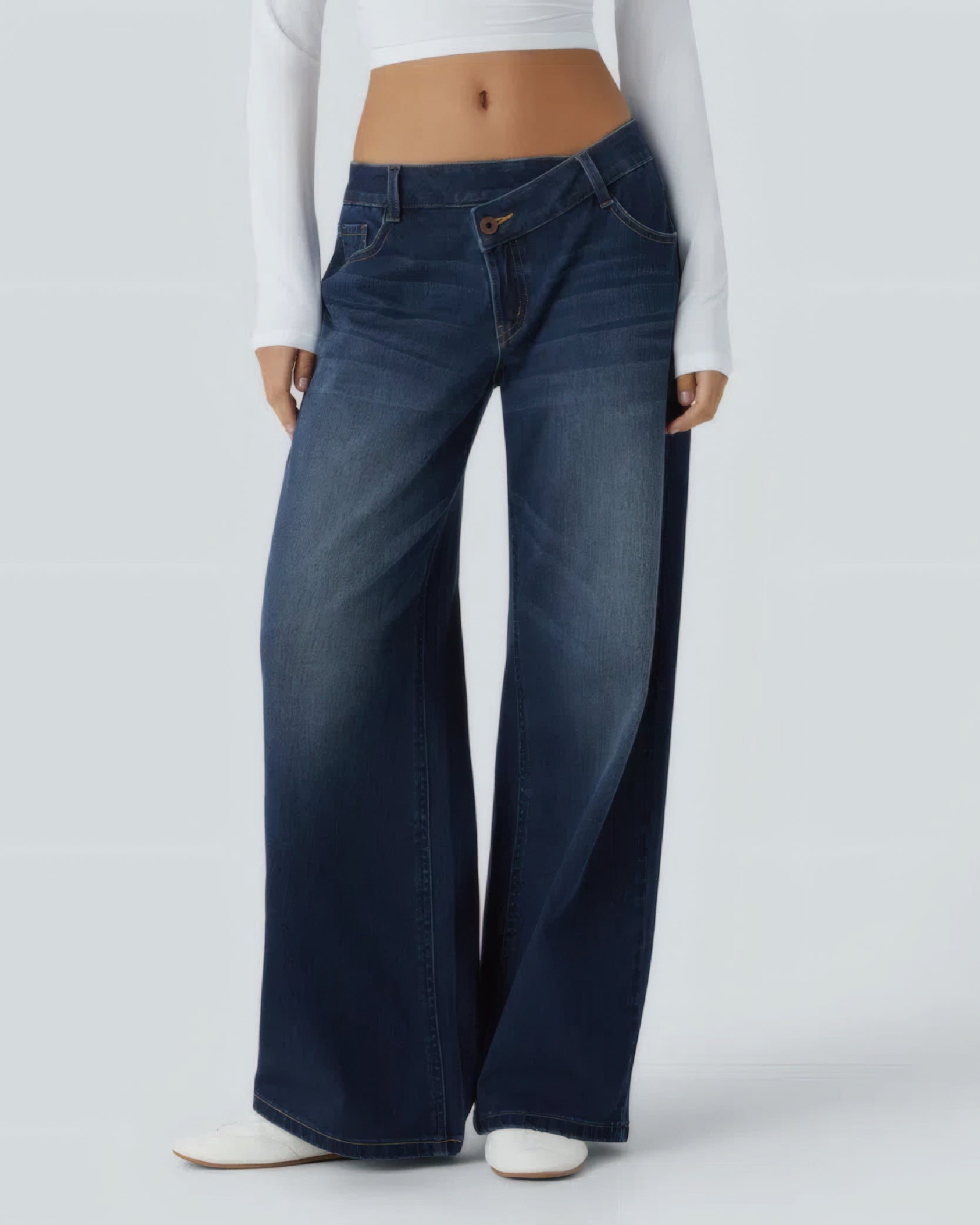 Asymmetric Low Rise Casual Jeans