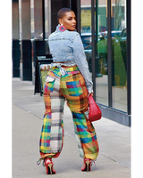 Edgy Plaid Patchwork Pants