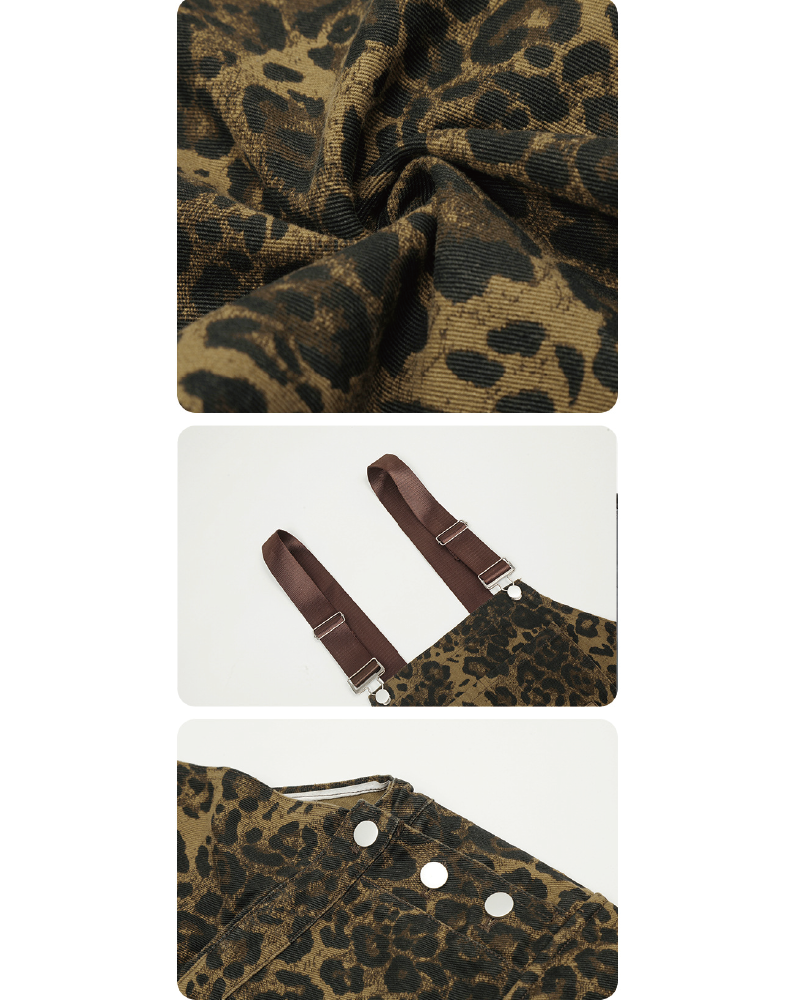 Denim Leopard Overall