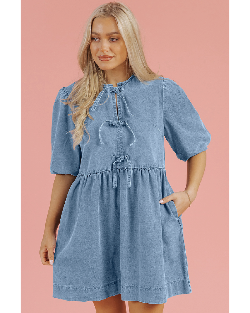 Out West Bow Denim Dress