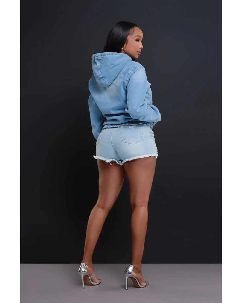 Always Gone Oversized Denim Hoodie