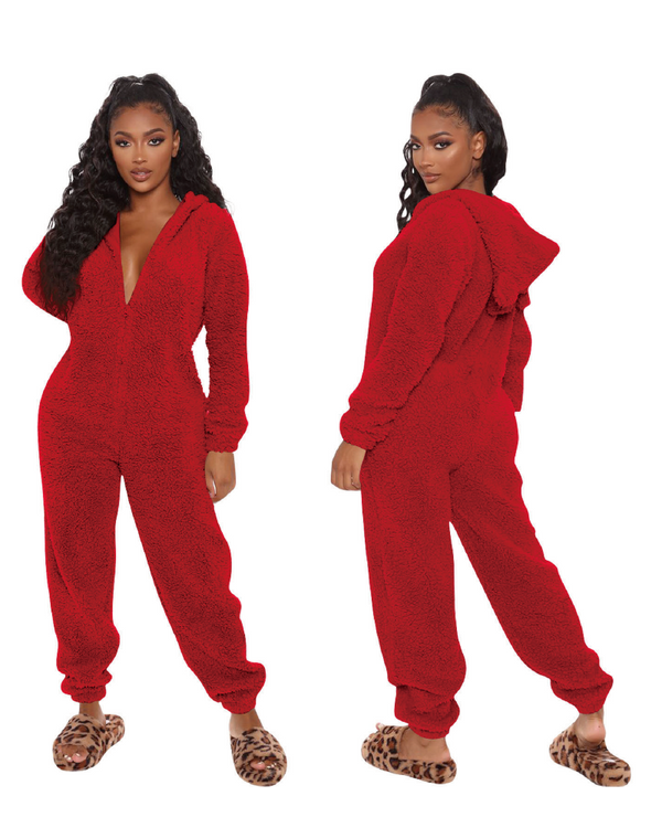 Be My Teddy Plush Hooded PJ Jumpsuit