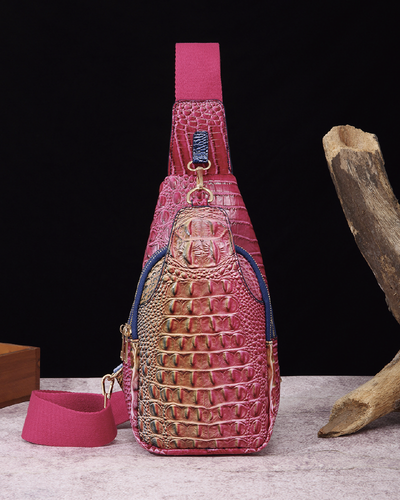 CROCODILE EMBOSSED CHEST BAG