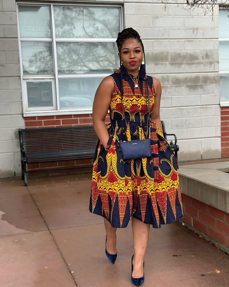 ARIRE AFRICAN PRINT MIDI DRESS