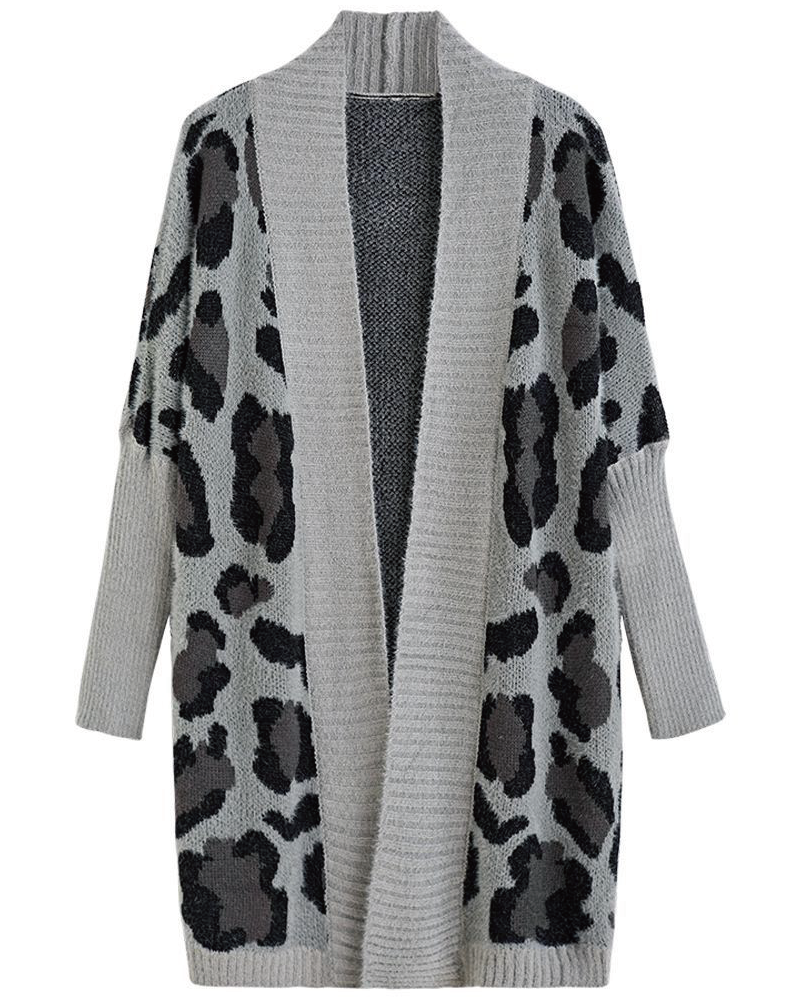 Leopard Pattern Fuzzy Cardigan