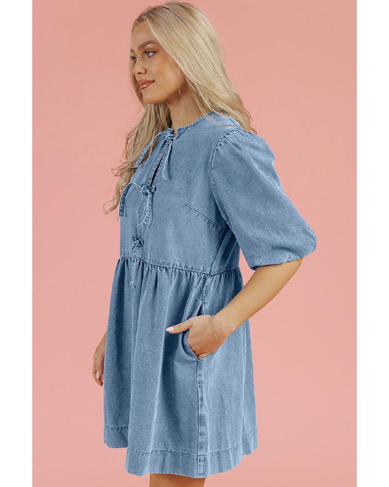 Out West Bow Denim Dress