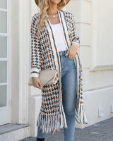 Multicolored Fringe Hem Cardigan