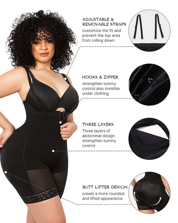 Firm Tummy Compression Bodysuit Shaper With Butt Lifter