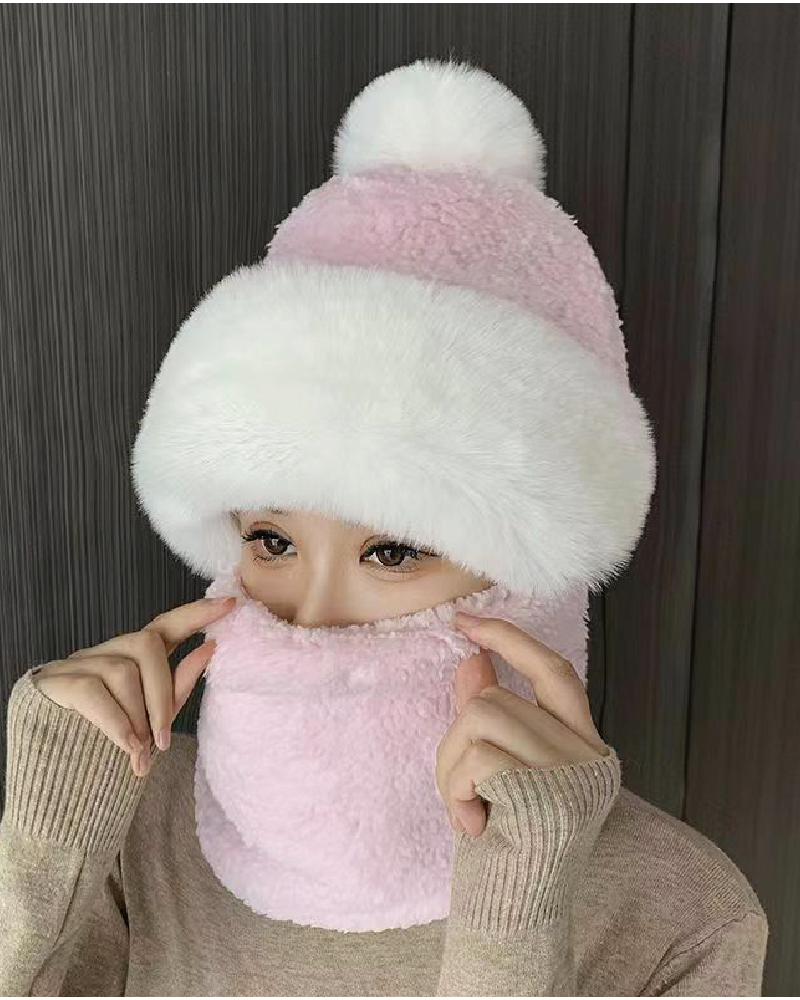 3-in-1 Winter Plush Beanie