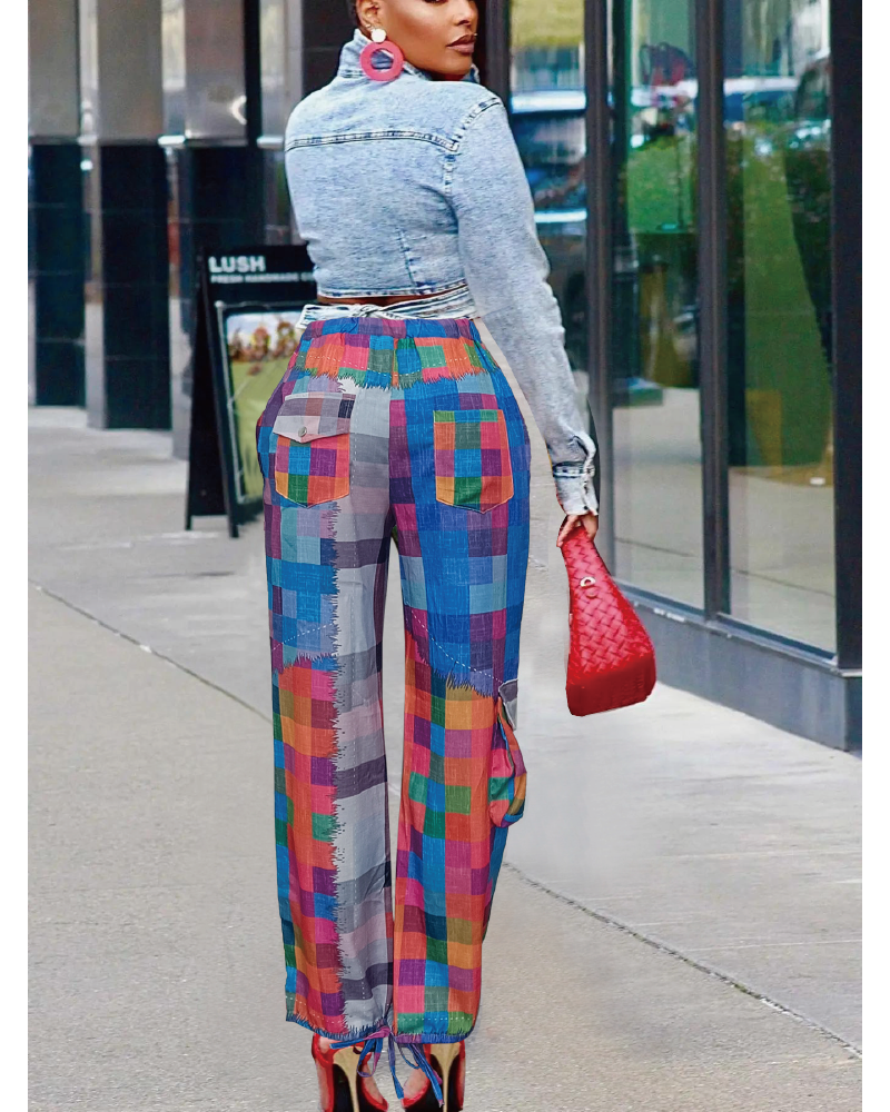 Edgy Plaid Patchwork Pants