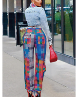 Edgy Plaid Patchwork Pants