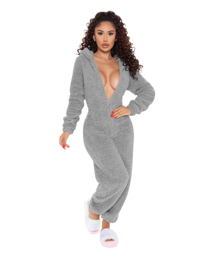 Be My Teddy Plush Hooded PJ Jumpsuit