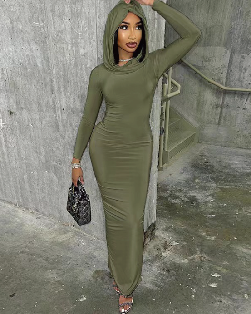 Keep It Hood Long Sleeve Maxi Dress