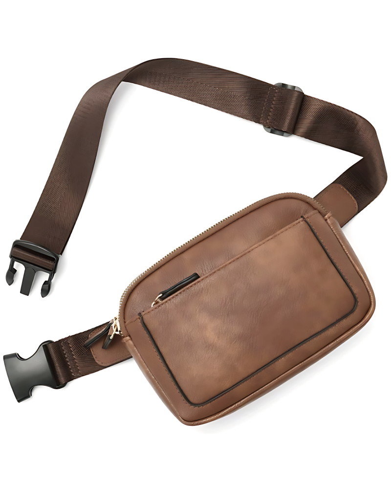 Triple Zip Vegan Leather Sling Bag