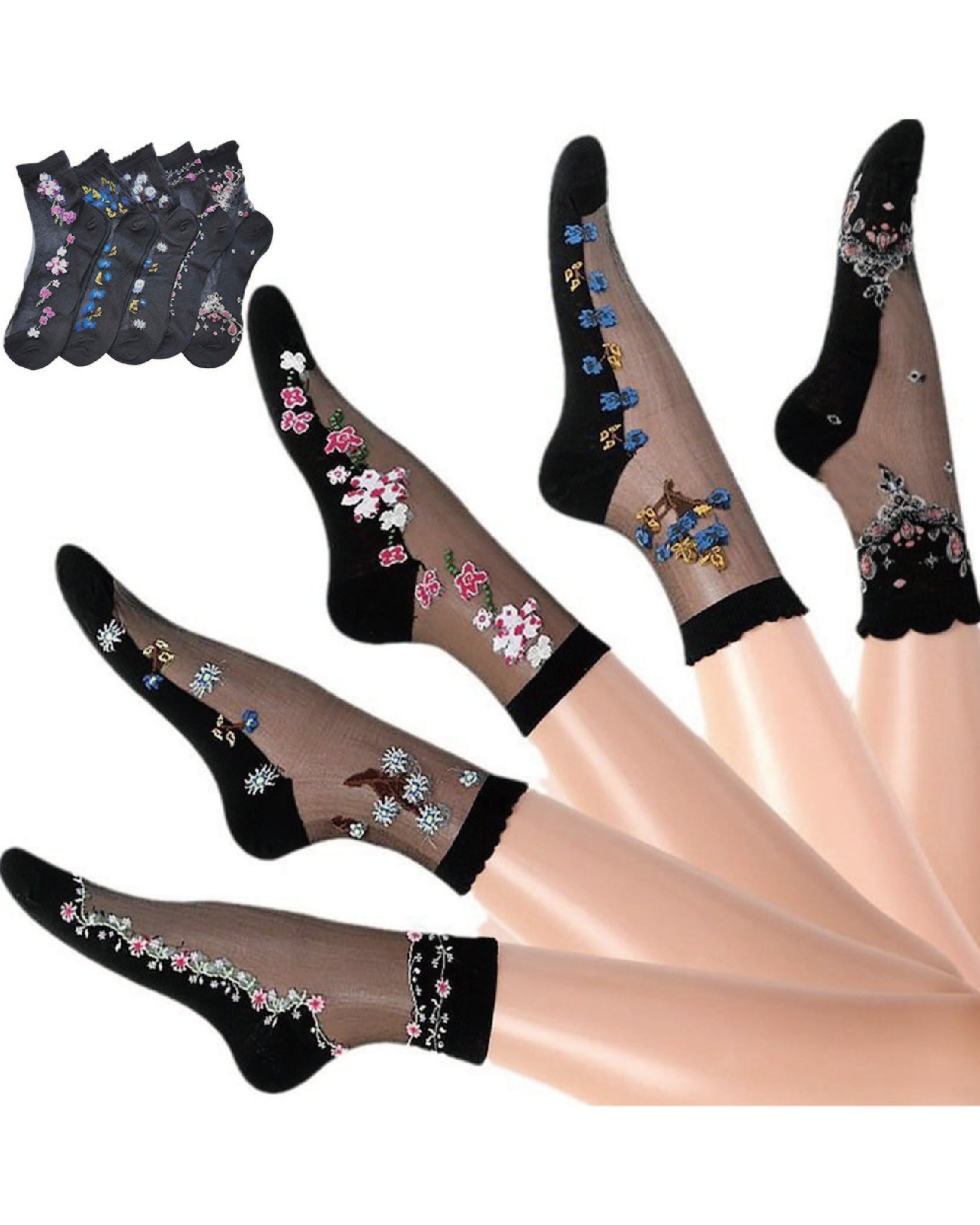 Vibrant Floral Patterned Glass Sock