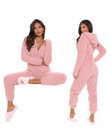 Be My Teddy Plush Hooded PJ Jumpsuit