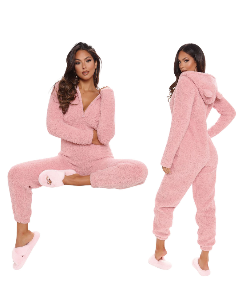 Be My Teddy Plush Hooded PJ Jumpsuit