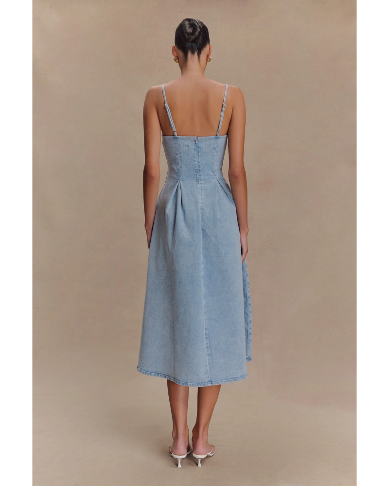 Brenda A Line Denim Maxi Dress