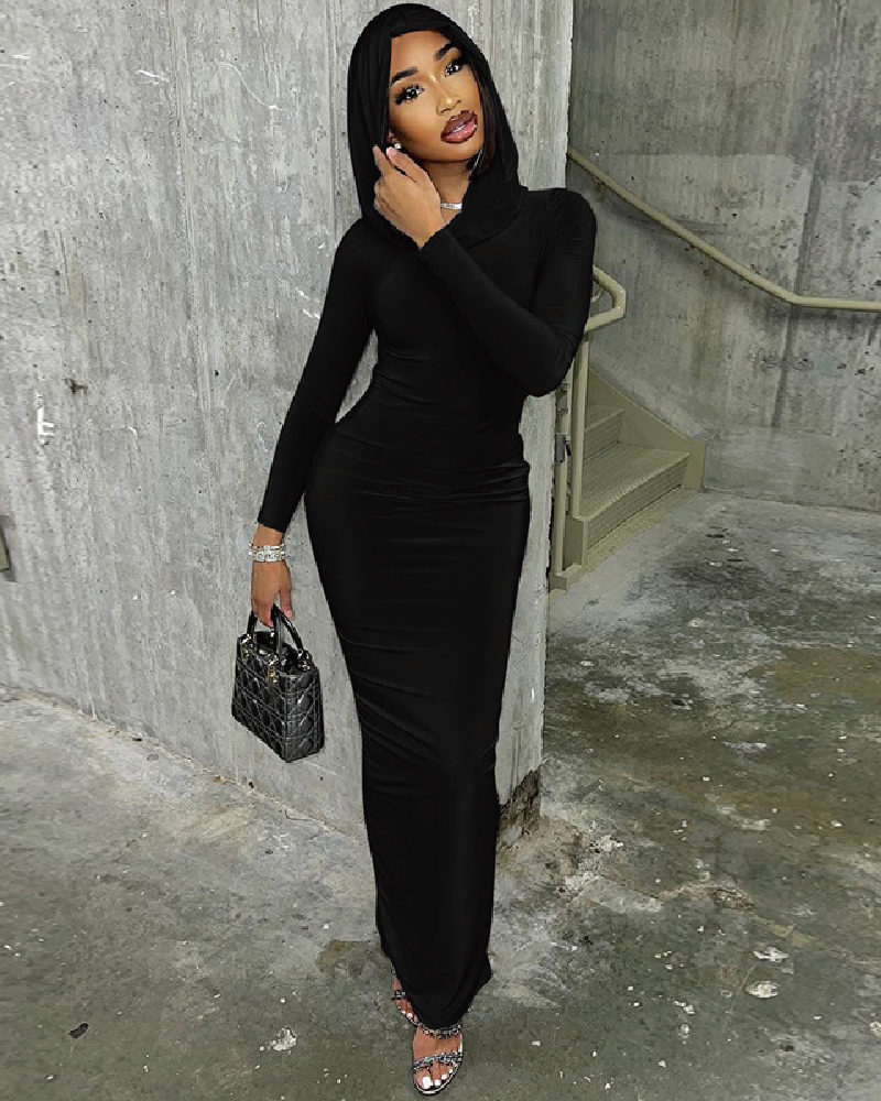 Keep It Hood Long Sleeve Maxi Dress