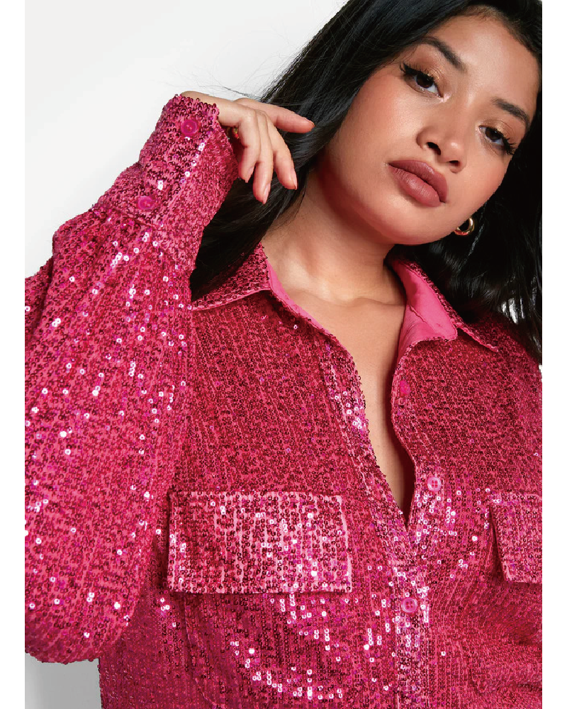 Shiniest Sequin Oversized Shirt Dress