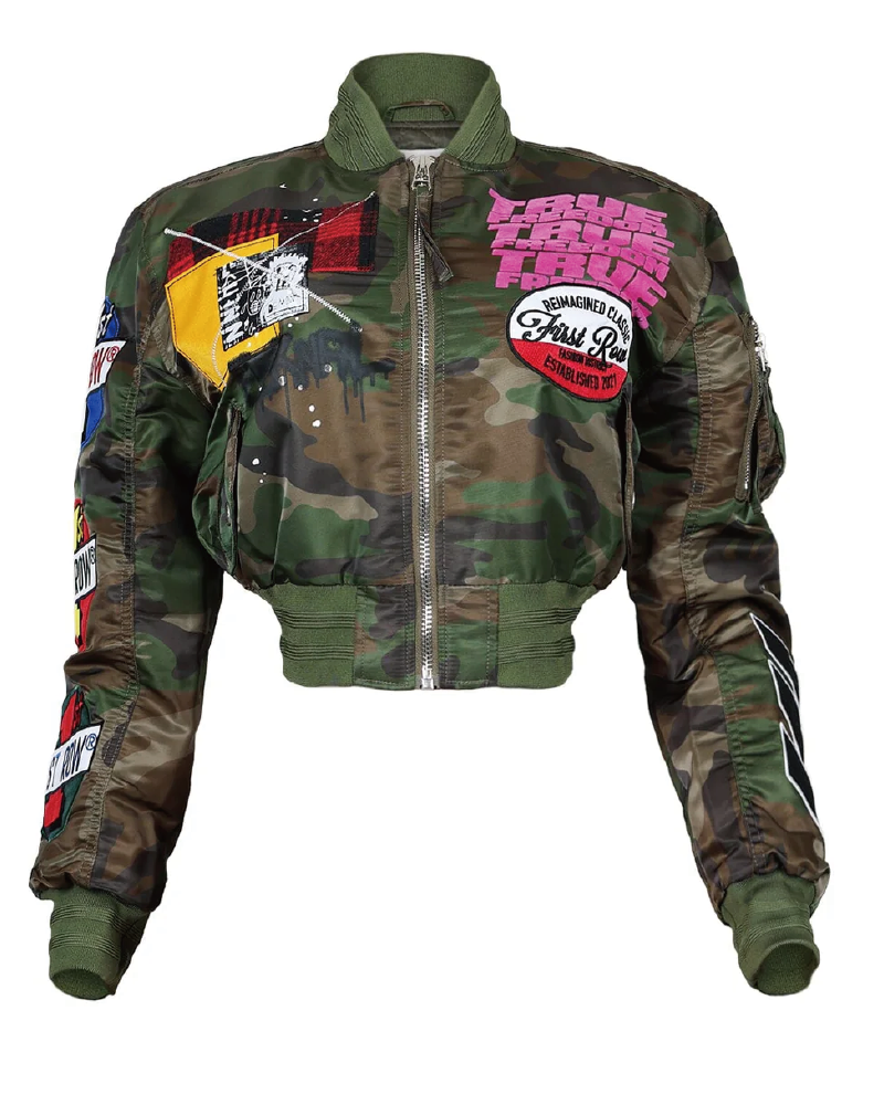 Camo Patchwork Bomber Jacket