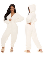 Be My Teddy Plush Hooded PJ Jumpsuit