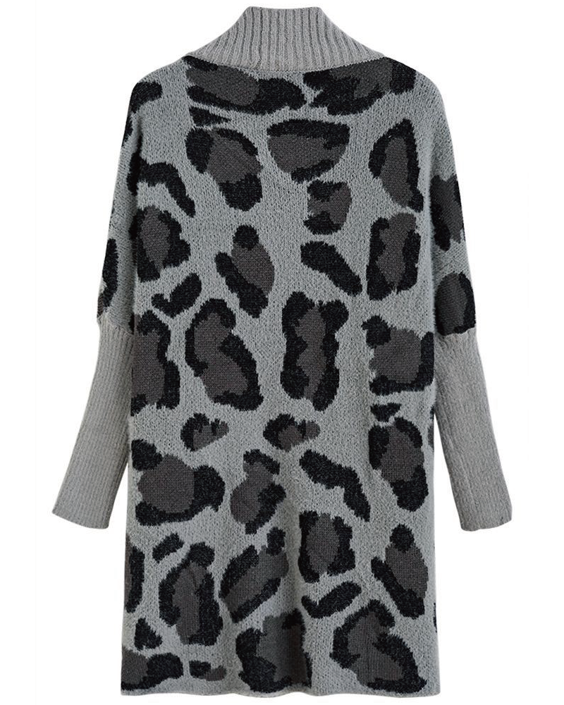 Leopard Pattern Fuzzy Cardigan