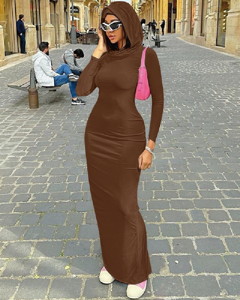 Keep It Hood Long Sleeve Maxi Dress