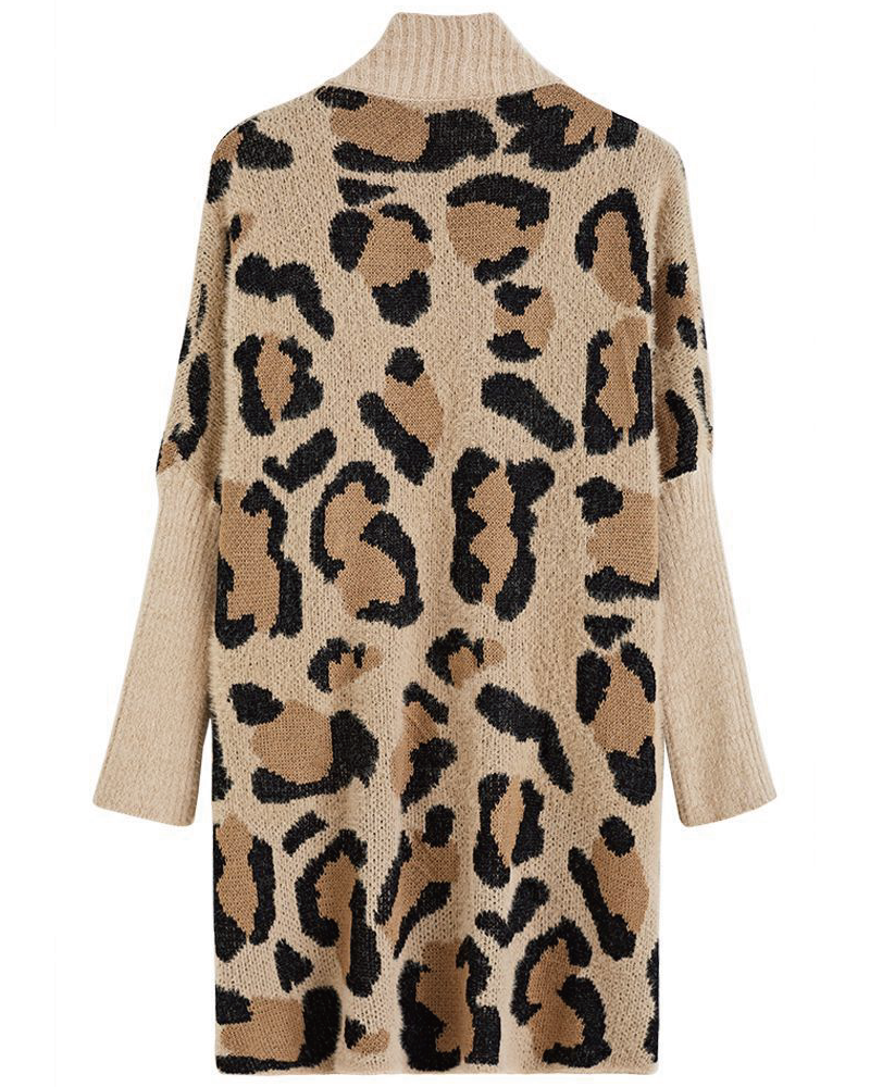 Leopard Pattern Fuzzy Cardigan