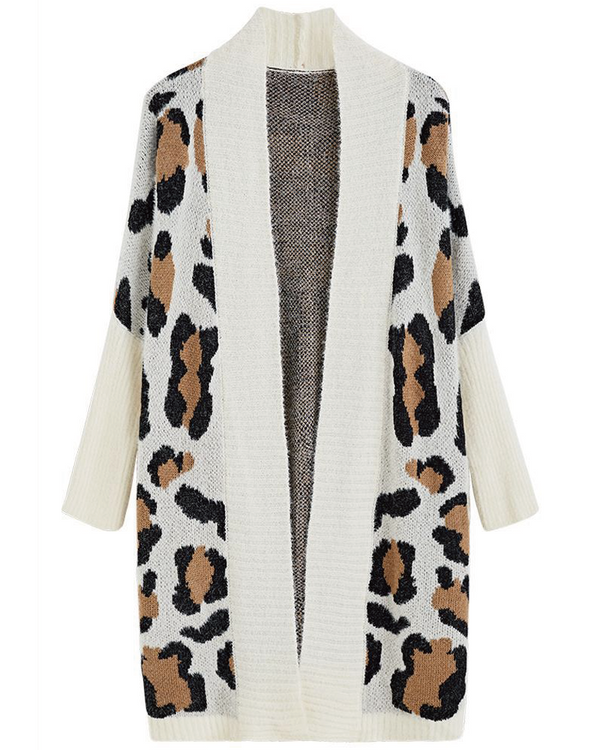 Leopard Pattern Fuzzy Cardigan