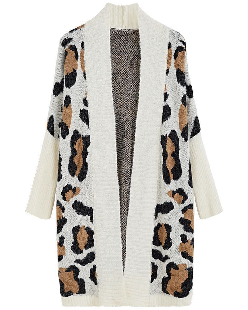 Leopard Pattern Fuzzy Cardigan