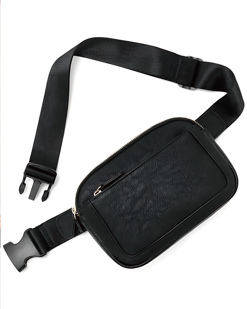 Triple Zip Vegan Leather Sling Bag