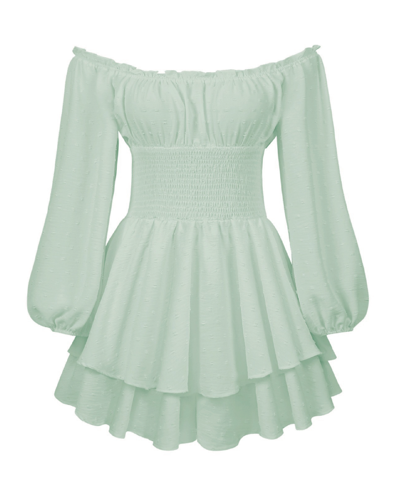 Love Galore Clip Dot Off the Shoulder Long Sleeve Romper