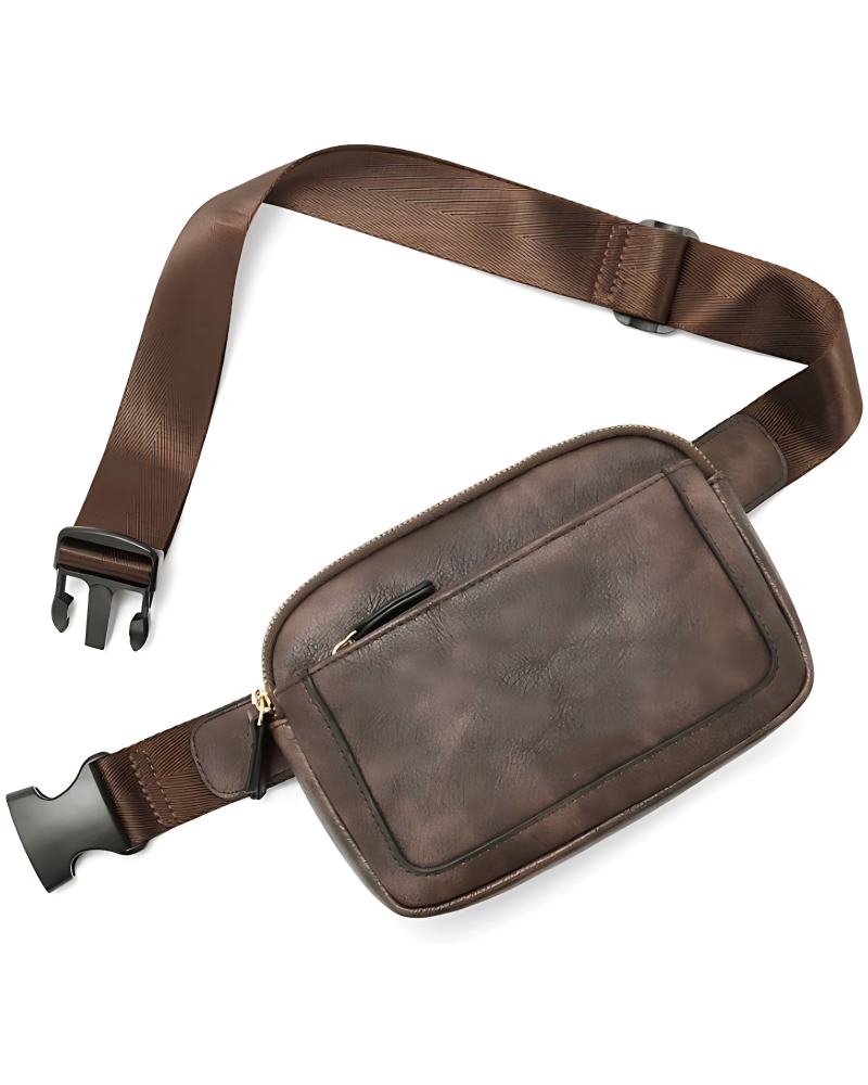 Triple Zip Vegan Leather Sling Bag