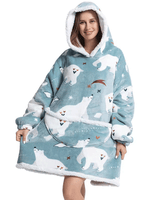 Hoodie Sherpa Fleece Oversized Wearable Hooded Blanket Sweatshirt