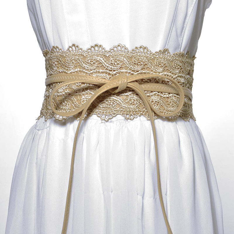 Lace trimmed wide waistband