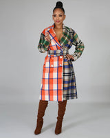 Plaid Double Breasted Coat