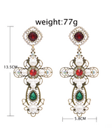 Floral Cross Rhinestone Earrings