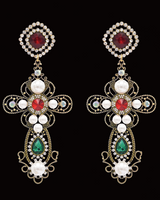 Floral Cross Rhinestone Earrings